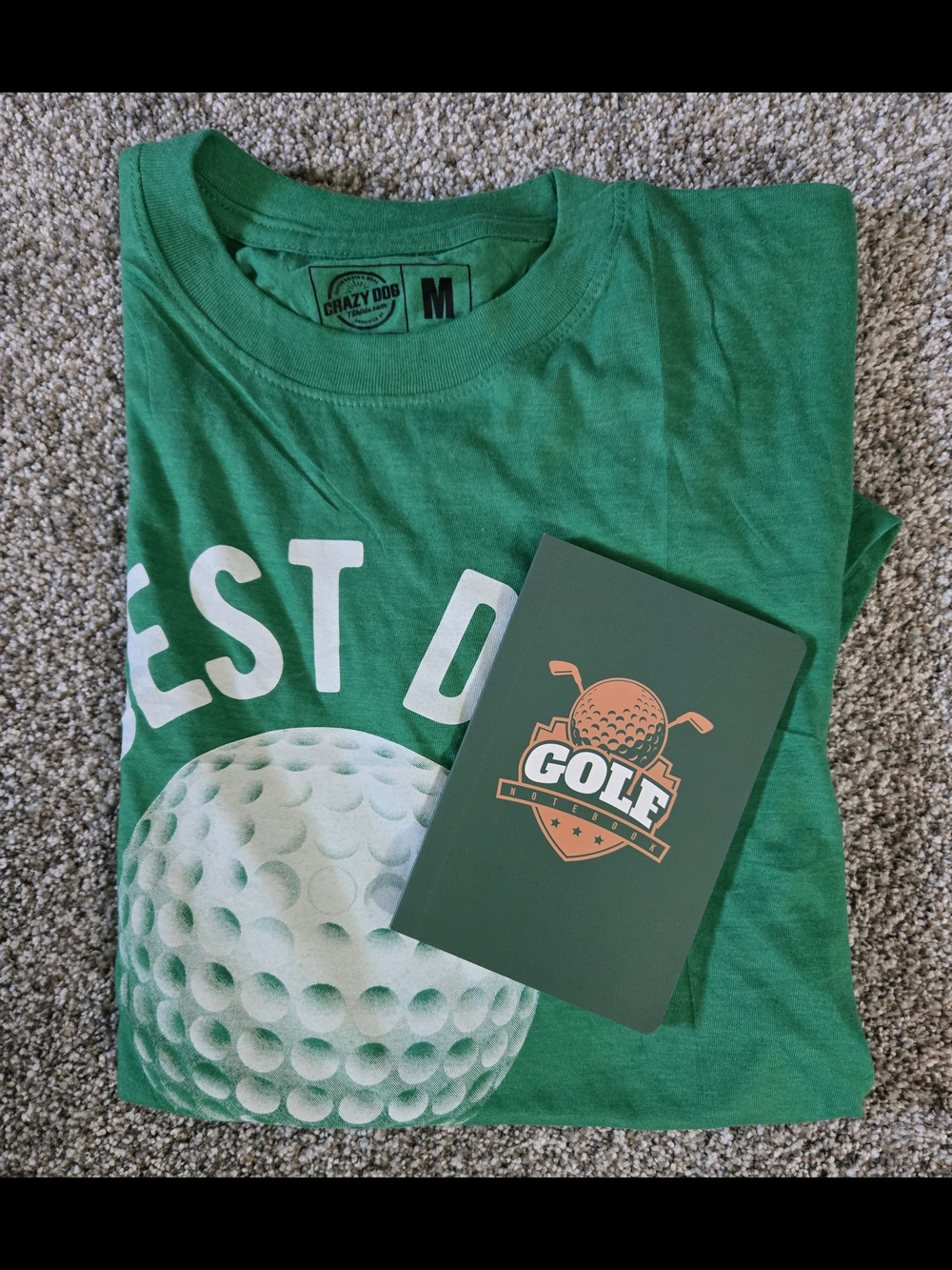Best Dad By Par Golf T Shirt M & Notebook Journal Gift Bundle Set